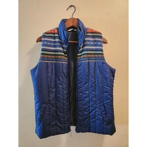 Indigo Great Northwest Embroidered Puffer Vest Womens M